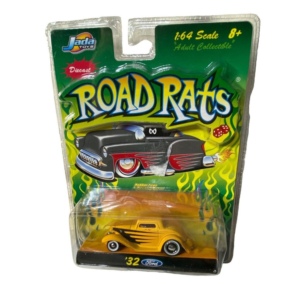 Jada Toys Road Rats 2003 Flat Yellow 32 1932 Ford Chopped Lowered 3 Window Coupe